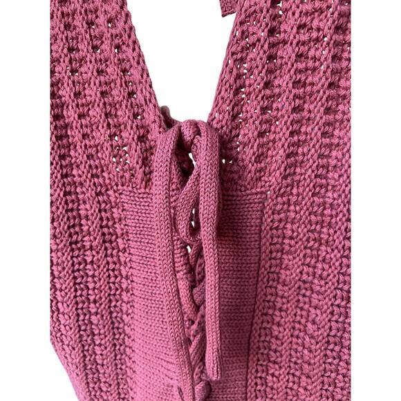 Forever 21 Fabulous Rust Color Knitted Crochet Halter Top Size Large - Picture 2 of 3